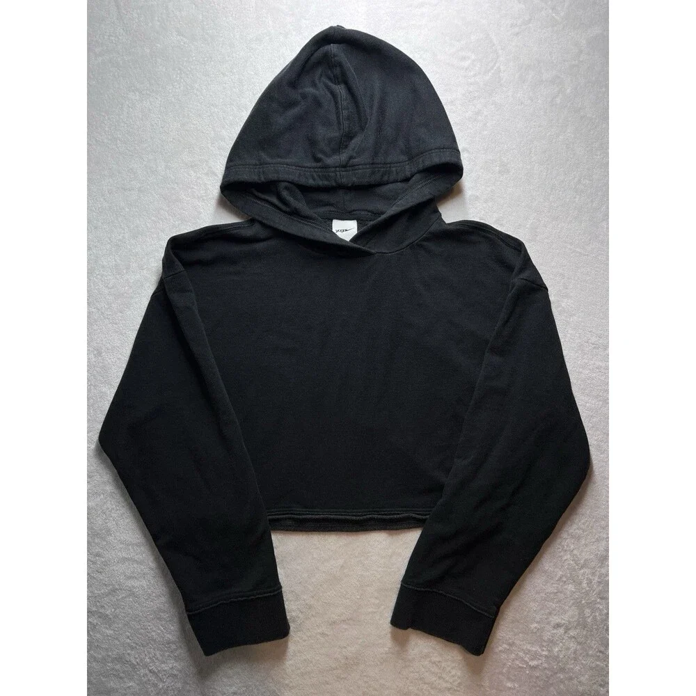 Nike Yoga Fit Hoodie Black Oversize Crop Pullover Size M